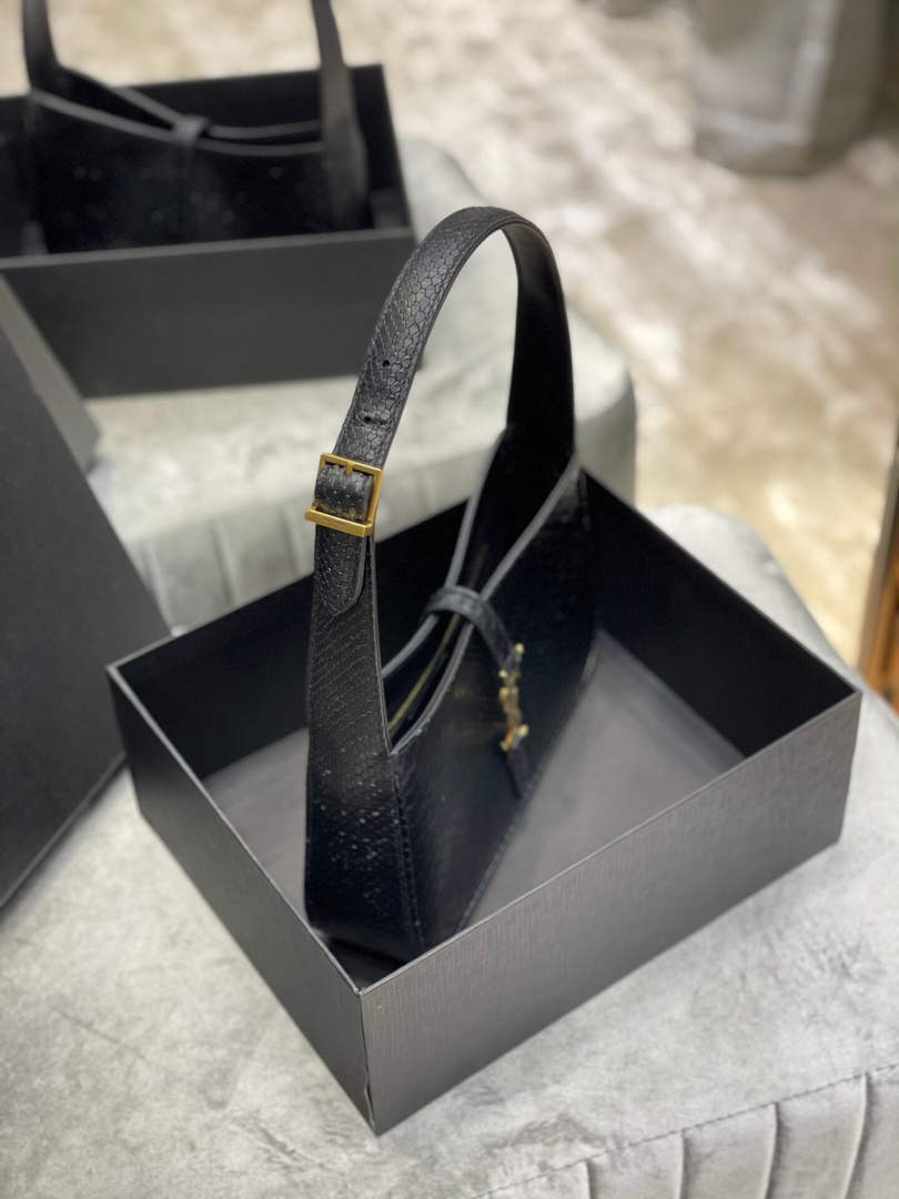YSL LE5¨¤7 657228 Hobo Bag In Serpentine Leather Black