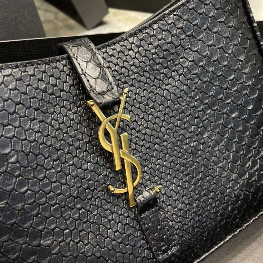 YSL LE5¨¤7 657228 Hobo Bag In Serpentine Leather Black