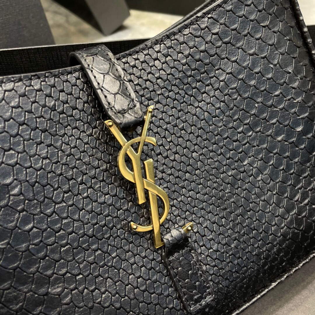 YSL LE5¨¤7 657228 Hobo Bag In Serpentine Leather Black