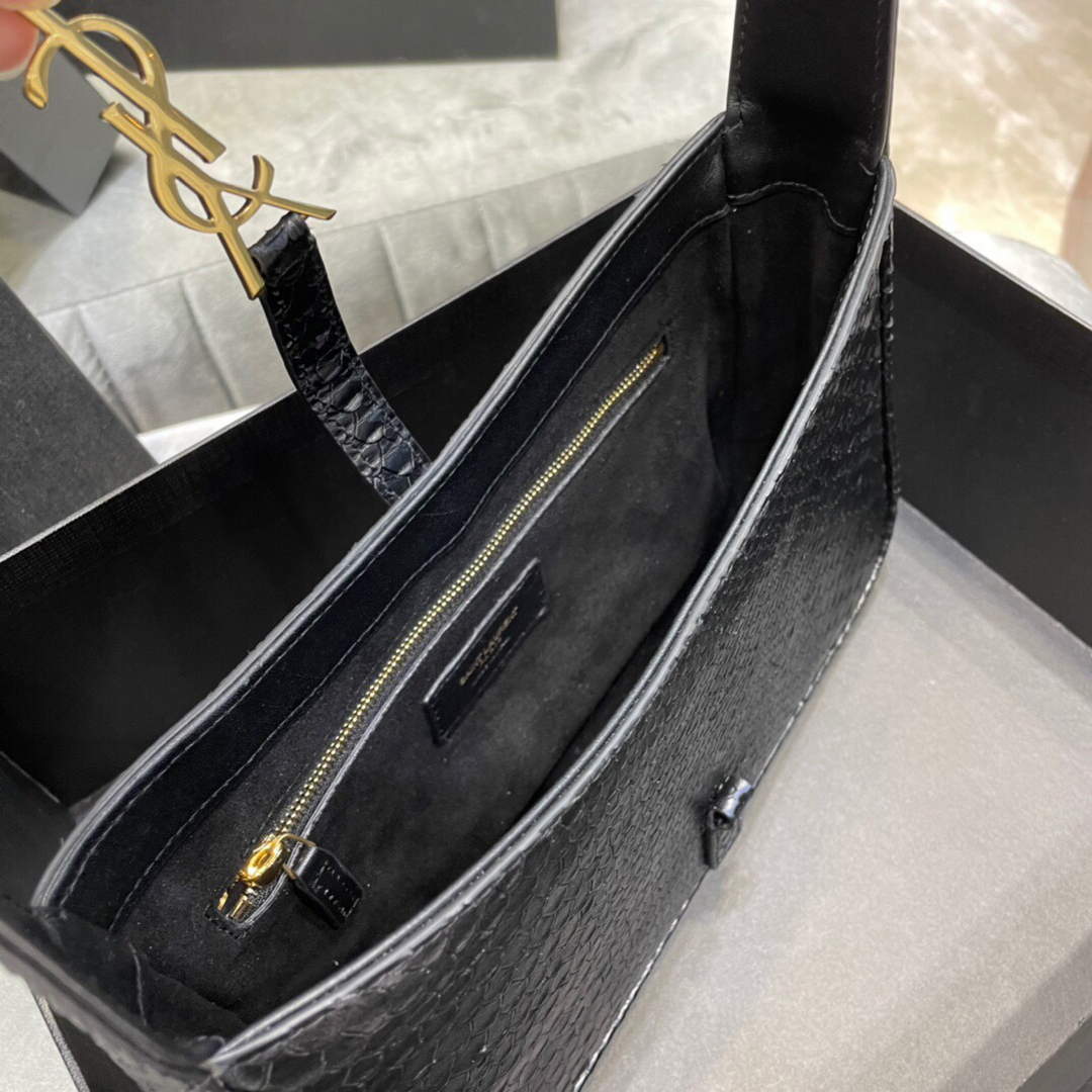 YSL LE5¨¤7 657228 Hobo Bag In Serpentine Leather Black