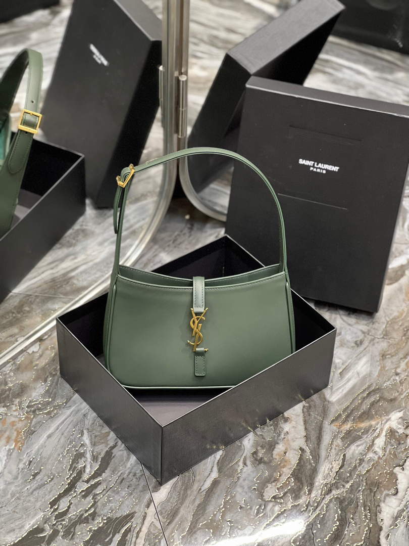 YSL LE5¨¤7 657228 Hobo Bag In Smooth Leather Dark Green