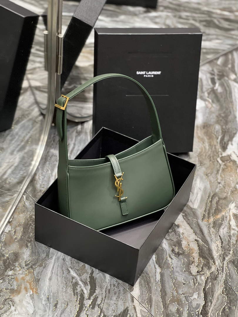 YSL LE5¨¤7 657228 Hobo Bag In Smooth Leather Dark Green