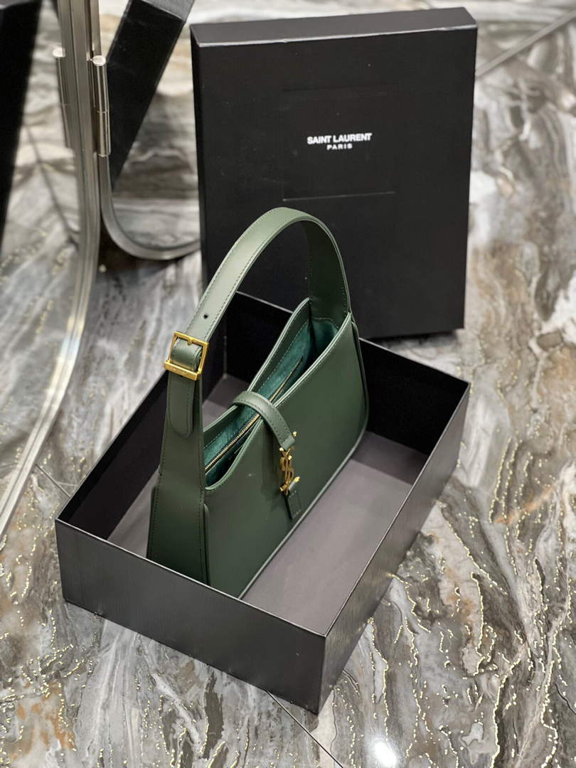 YSL LE5¨¤7 657228 Hobo Bag In Smooth Leather Dark Green