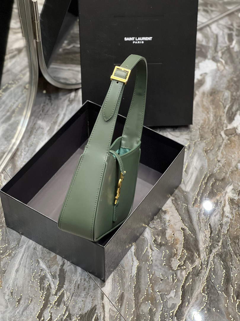 YSL LE5¨¤7 657228 Hobo Bag In Smooth Leather Dark Green