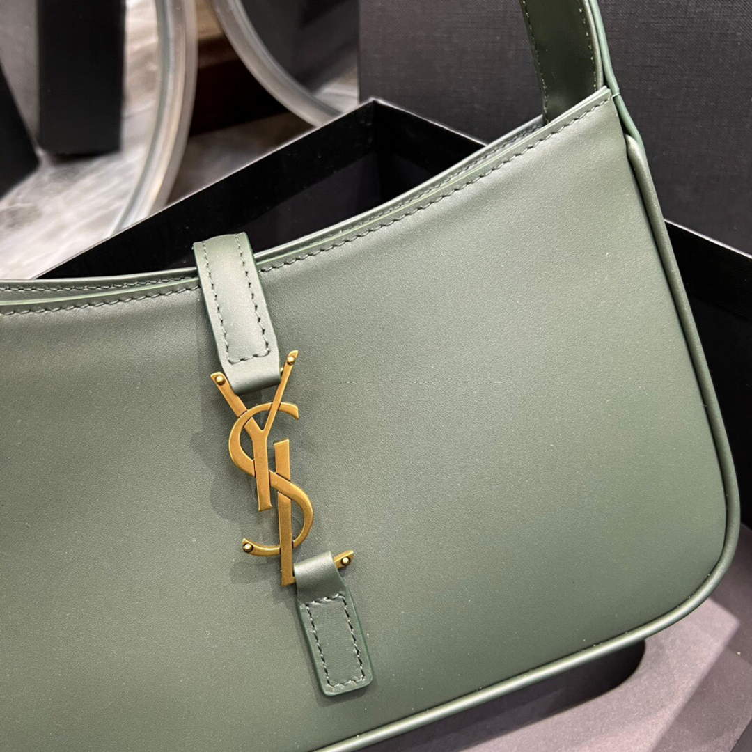 YSL LE5¨¤7 657228 Hobo Bag In Smooth Leather Dark Green