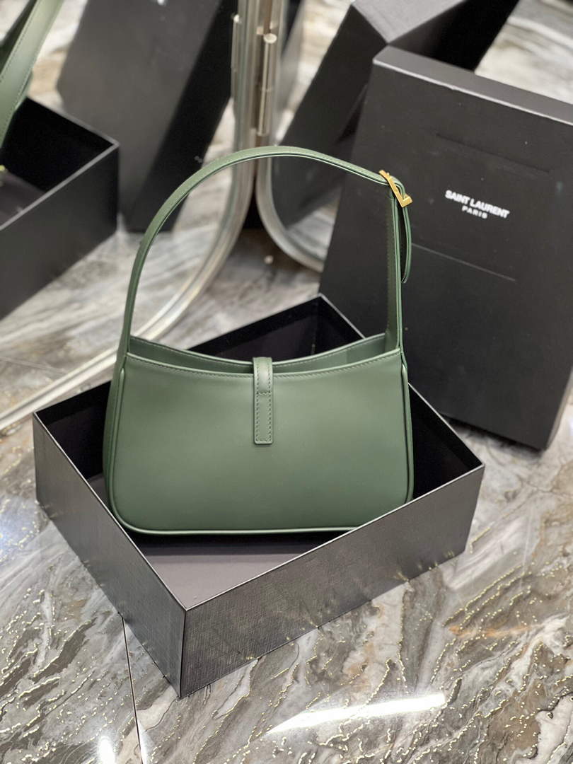 YSL LE5¨¤7 657228 Hobo Bag In Smooth Leather Dark Green