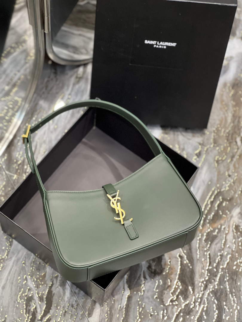 YSL LE5¨¤7 657228 Hobo Bag In Smooth Leather Dark Green