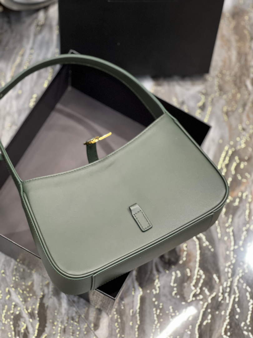 YSL LE5¨¤7 657228 Hobo Bag In Smooth Leather Dark Green
