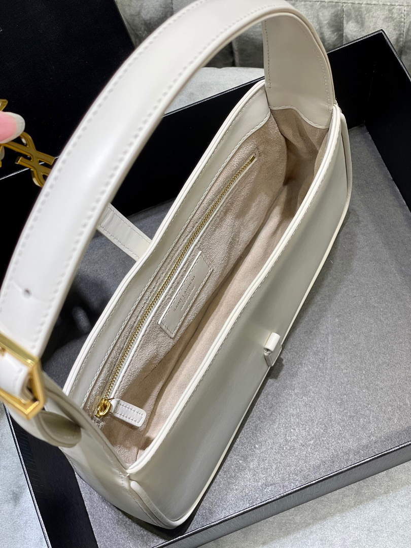 YSL LE5¨¤7 657228 Hobo Bag In Smooth Leather White