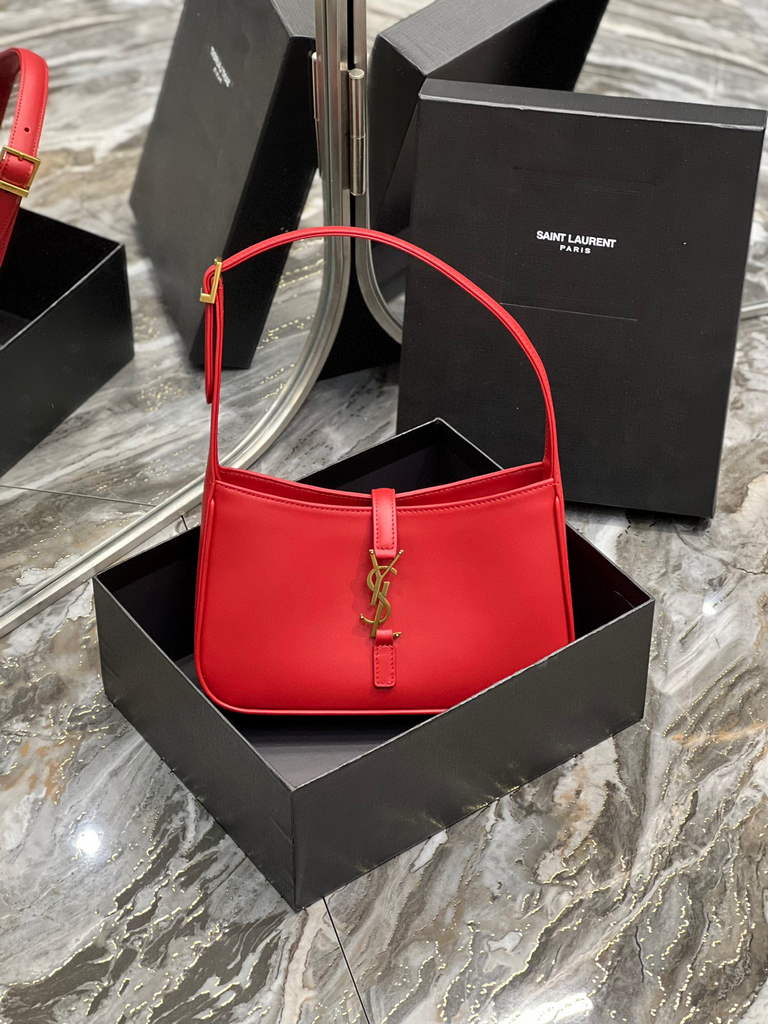 YSL LE5¨¤7 657228 Hobo Bag In Smooth Leather Red