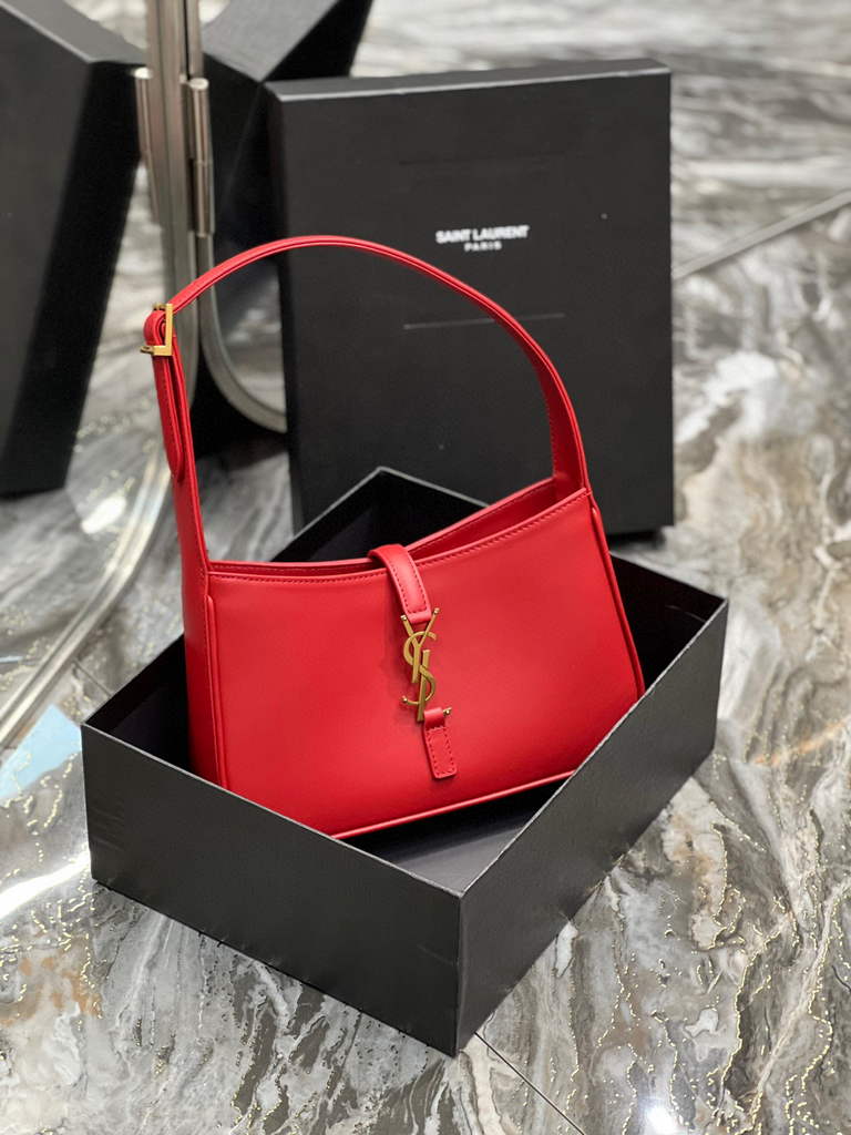 YSL LE5¨¤7 657228 Hobo Bag In Smooth Leather Red