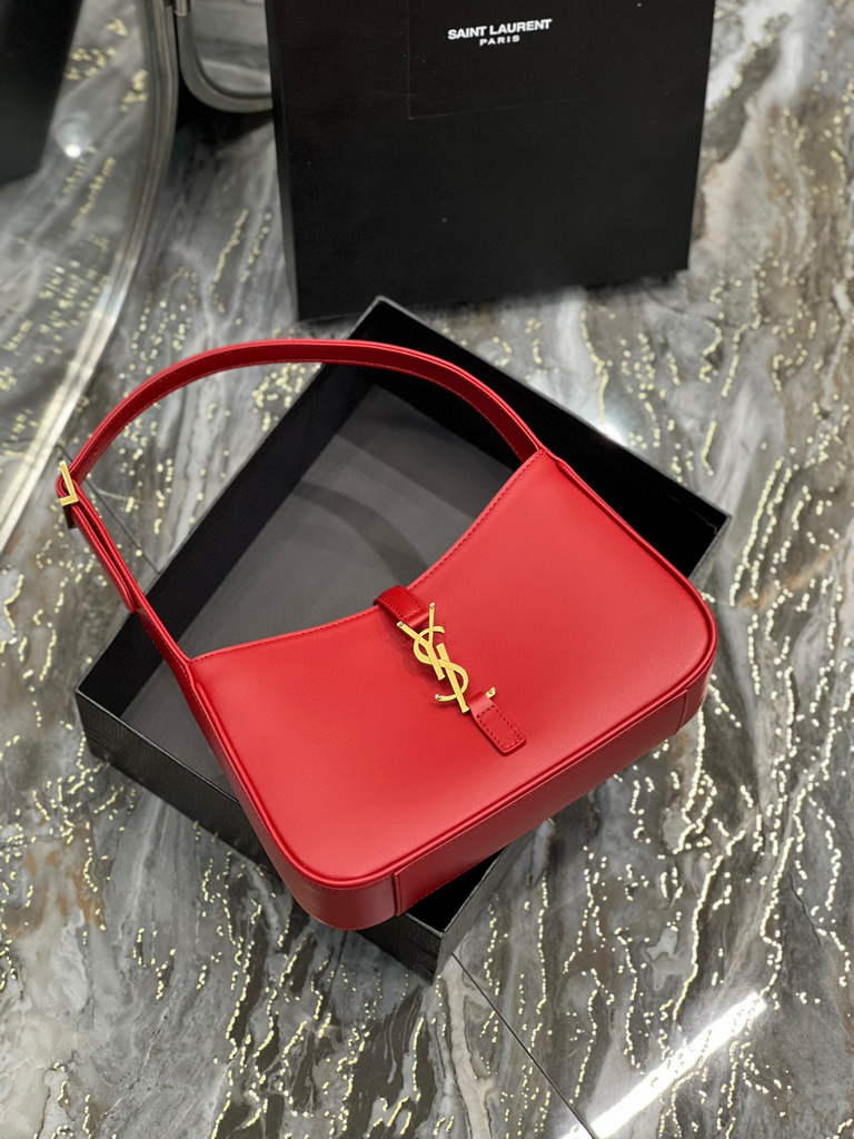 YSL LE5¨¤7 657228 Hobo Bag In Smooth Leather Red