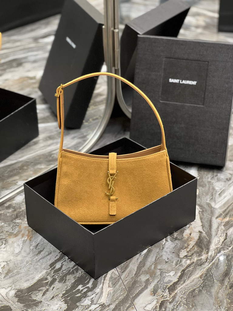 YSL LE5¨¤7 657228 Hobo Bag In Sable Suede calfskin Apricot
