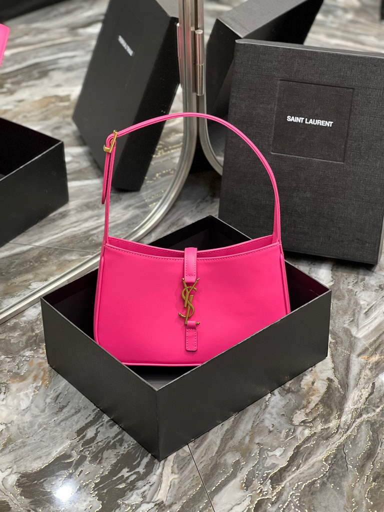 YSL LE5¨¤7 657228 Hobo Bag In Smooth Leather Rose Red