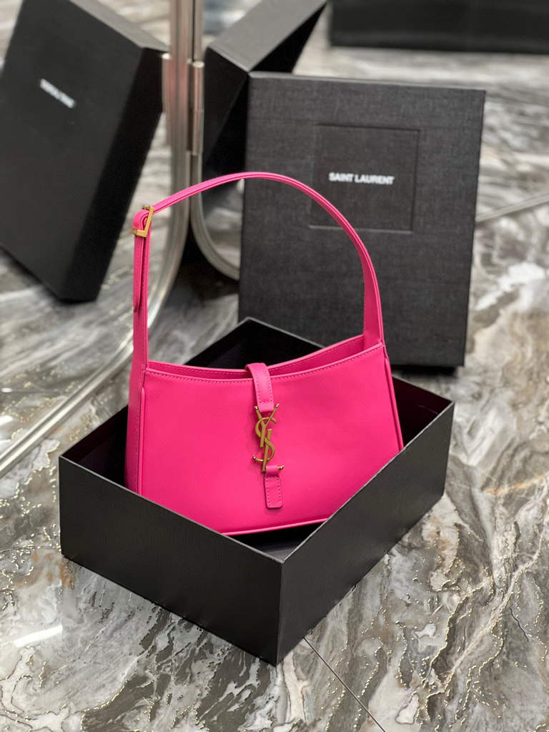 YSL LE5¨¤7 657228 Hobo Bag In Smooth Leather Rose Red