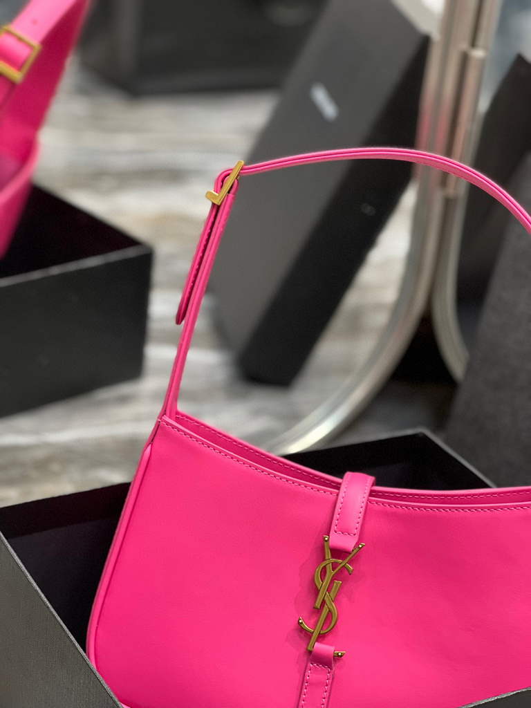YSL LE5¨¤7 657228 Hobo Bag In Smooth Leather Rose Red