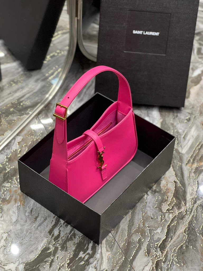 YSL LE5¨¤7 657228 Hobo Bag In Smooth Leather Rose Red