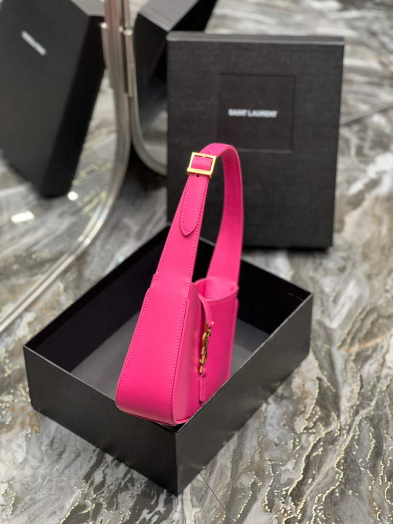 YSL LE5¨¤7 657228 Hobo Bag In Smooth Leather Rose Red