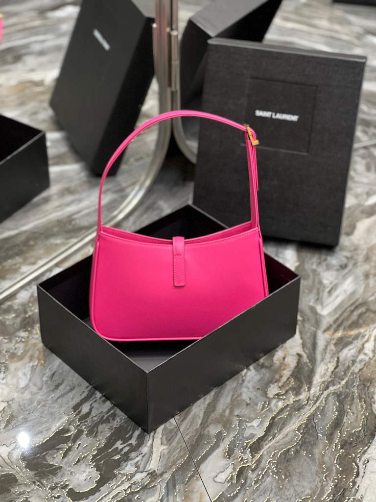 YSL LE5¨¤7 657228 Hobo Bag In Smooth Leather Rose Red