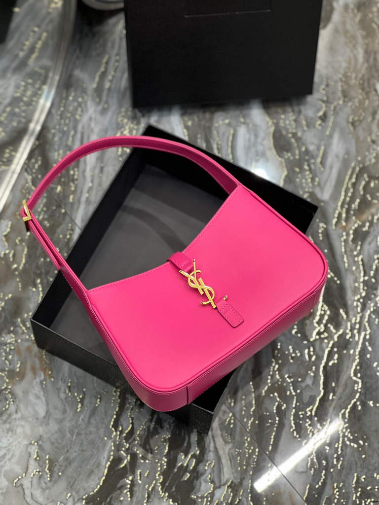 YSL LE5¨¤7 657228 Hobo Bag In Smooth Leather Rose Red