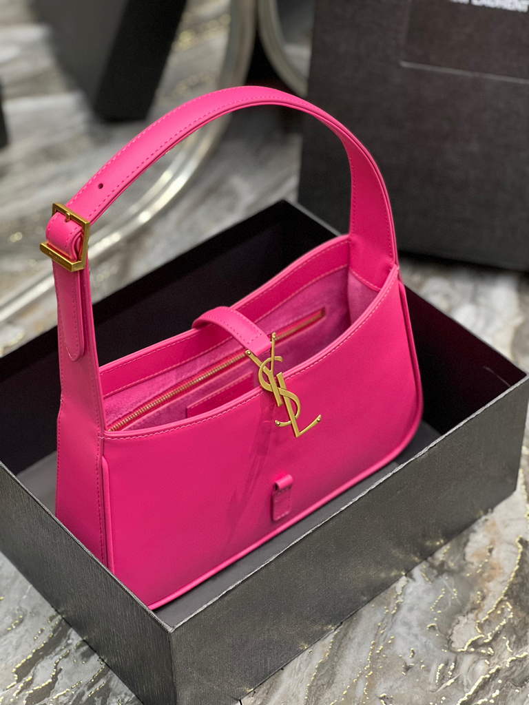 YSL LE5¨¤7 657228 Hobo Bag In Smooth Leather Rose Red