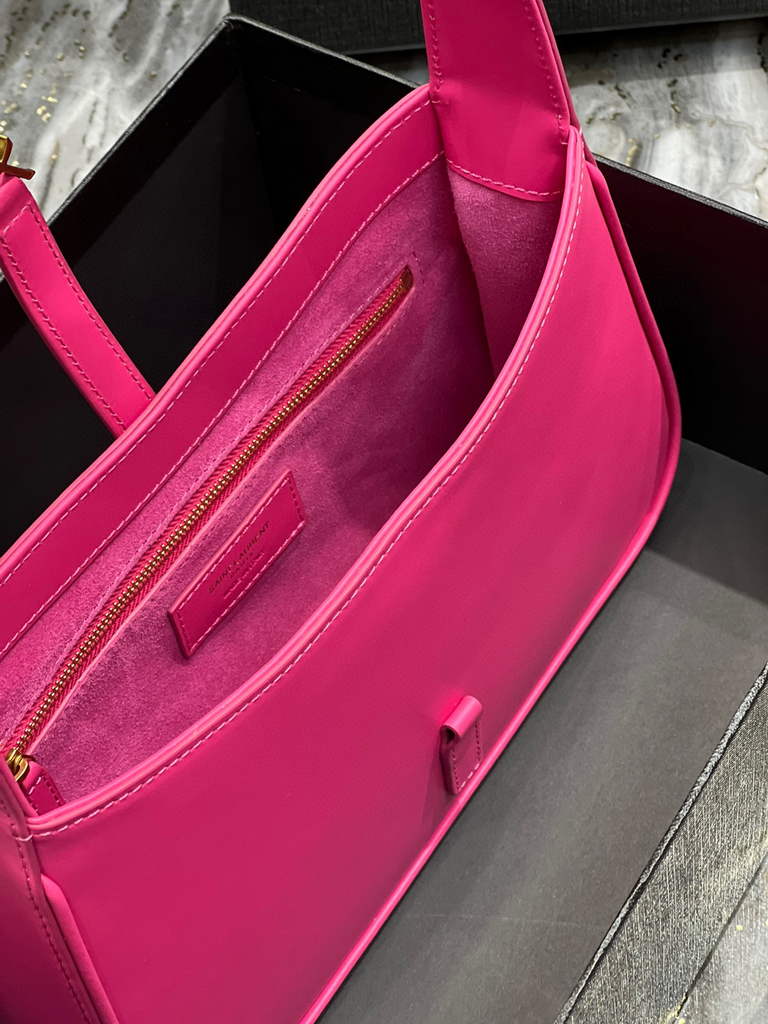 YSL LE5¨¤7 657228 Hobo Bag In Smooth Leather Rose Red