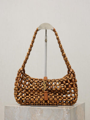 YSL LE5À7 657228 Hobo Bag  in wood beads LIGHT WOOD - Default Title - View 1