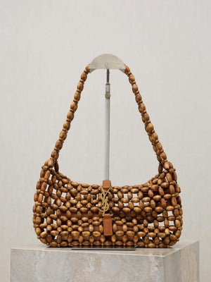 YSL LE5À7 657228 Hobo Bag  in wood beads LIGHT WOOD - Default Title - View 4