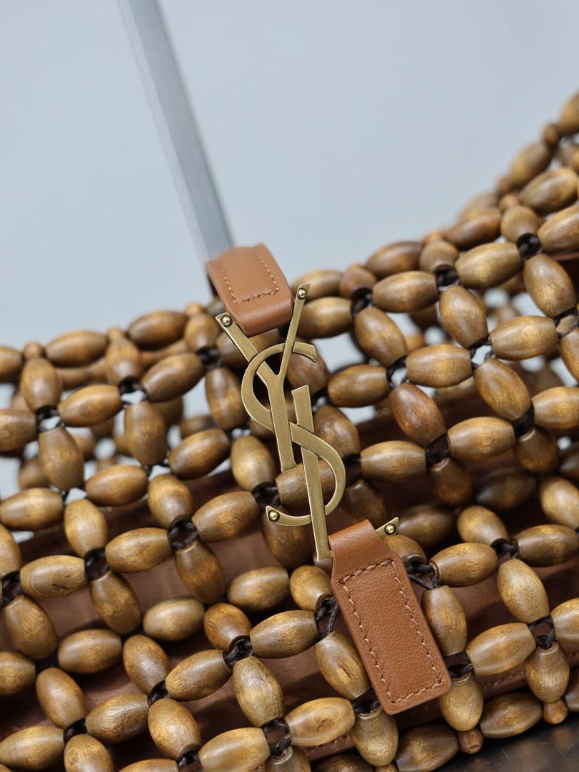 YSL LE5À7 657228 Hobo Bag  in wood beads LIGHT WOOD