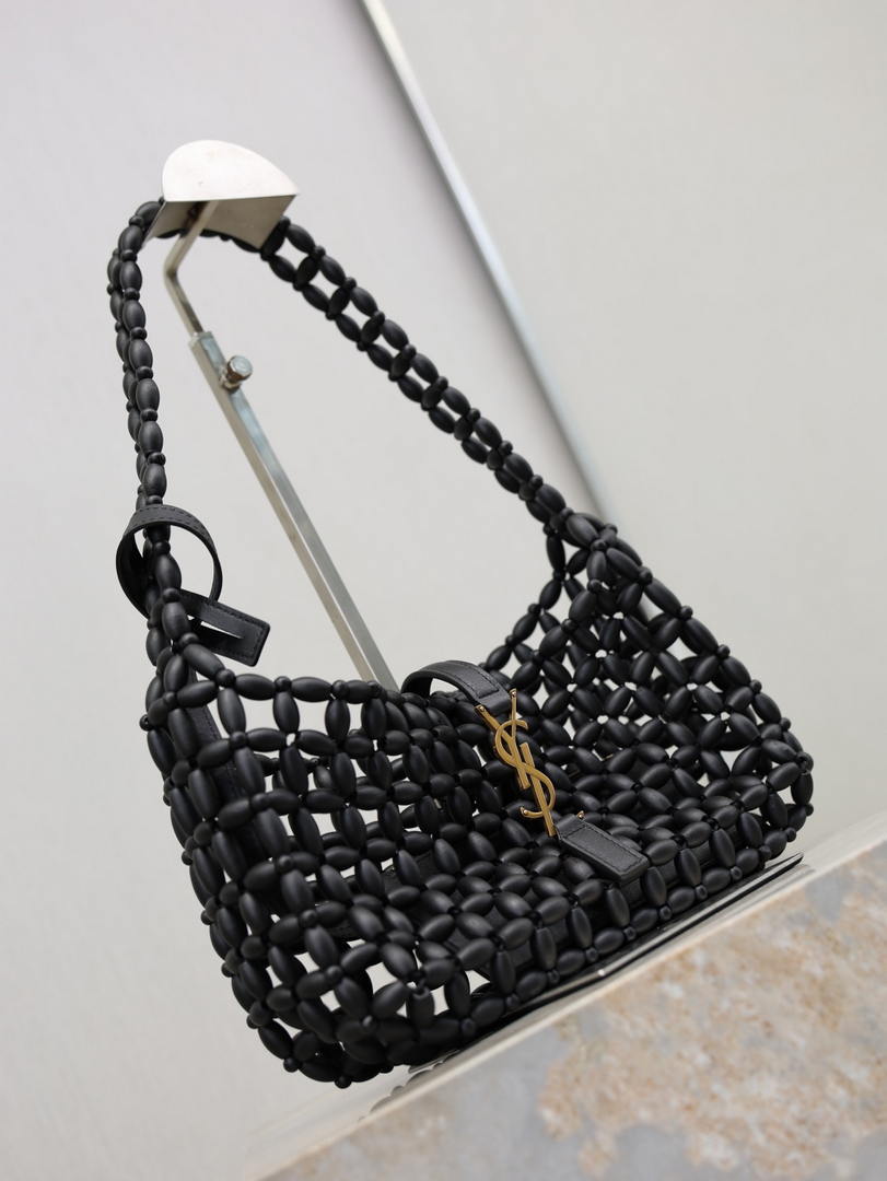 YSL LE5À7 657228 Hobo Bag  in wood beads Black