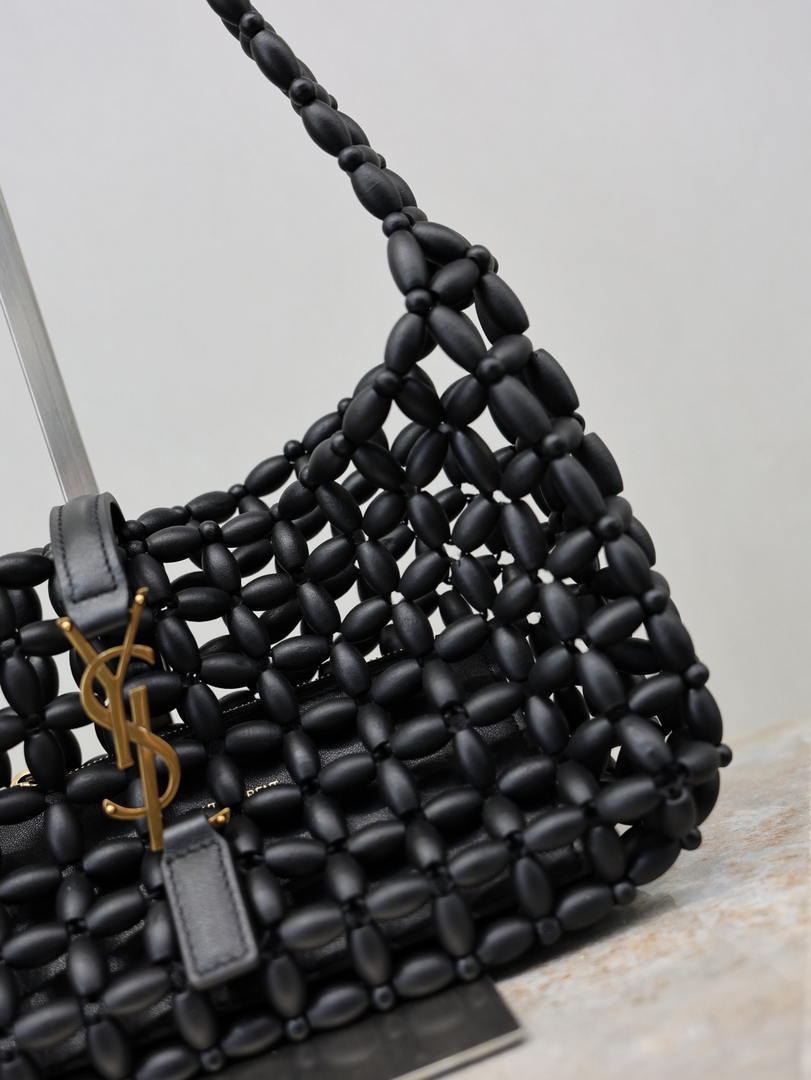 YSL LE5À7 657228 Hobo Bag  in wood beads Black