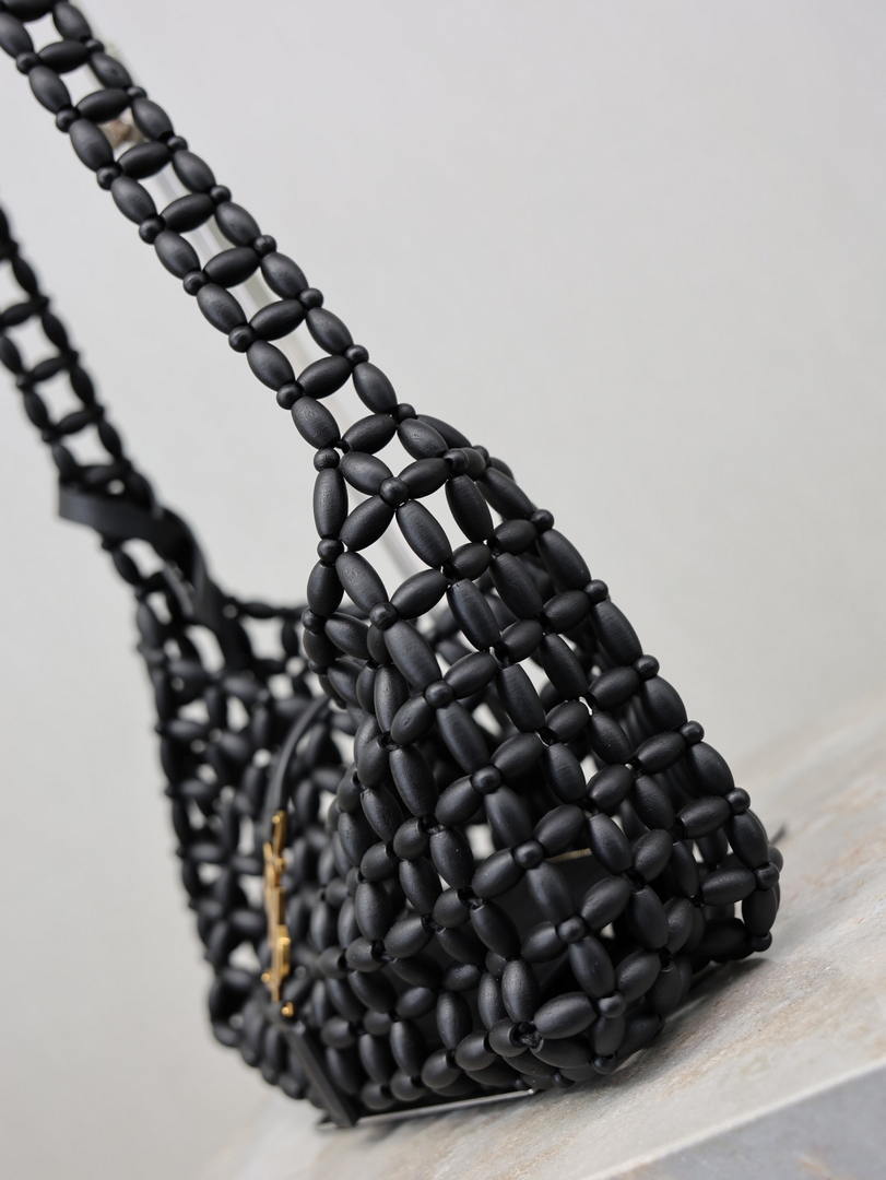YSL LE5À7 657228 Hobo Bag  in wood beads Black