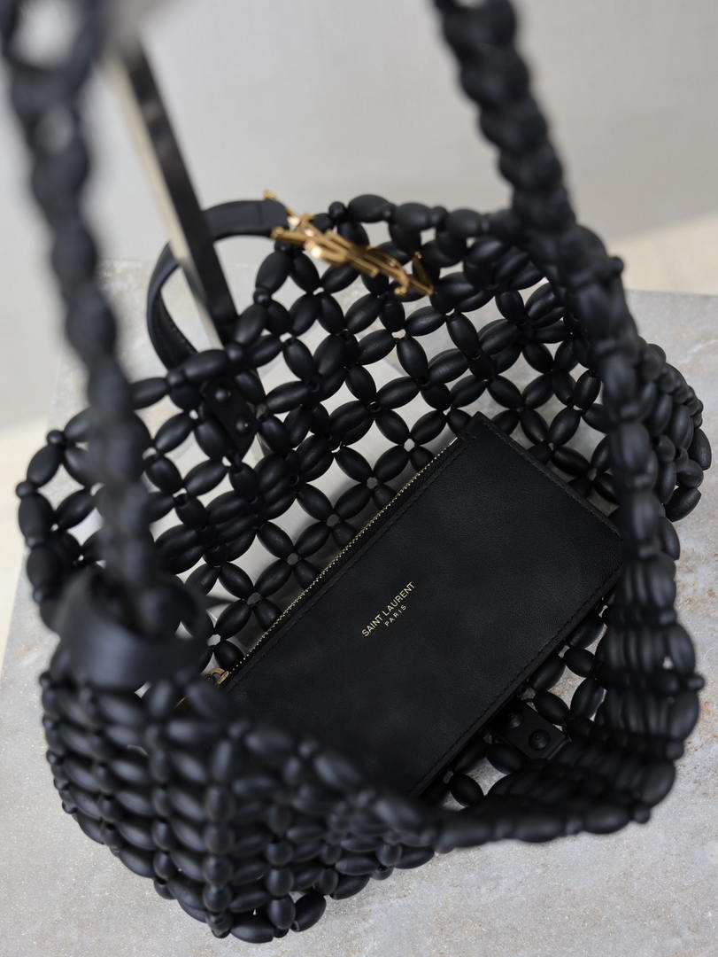 YSL LE5À7 657228 Hobo Bag  in wood beads Black