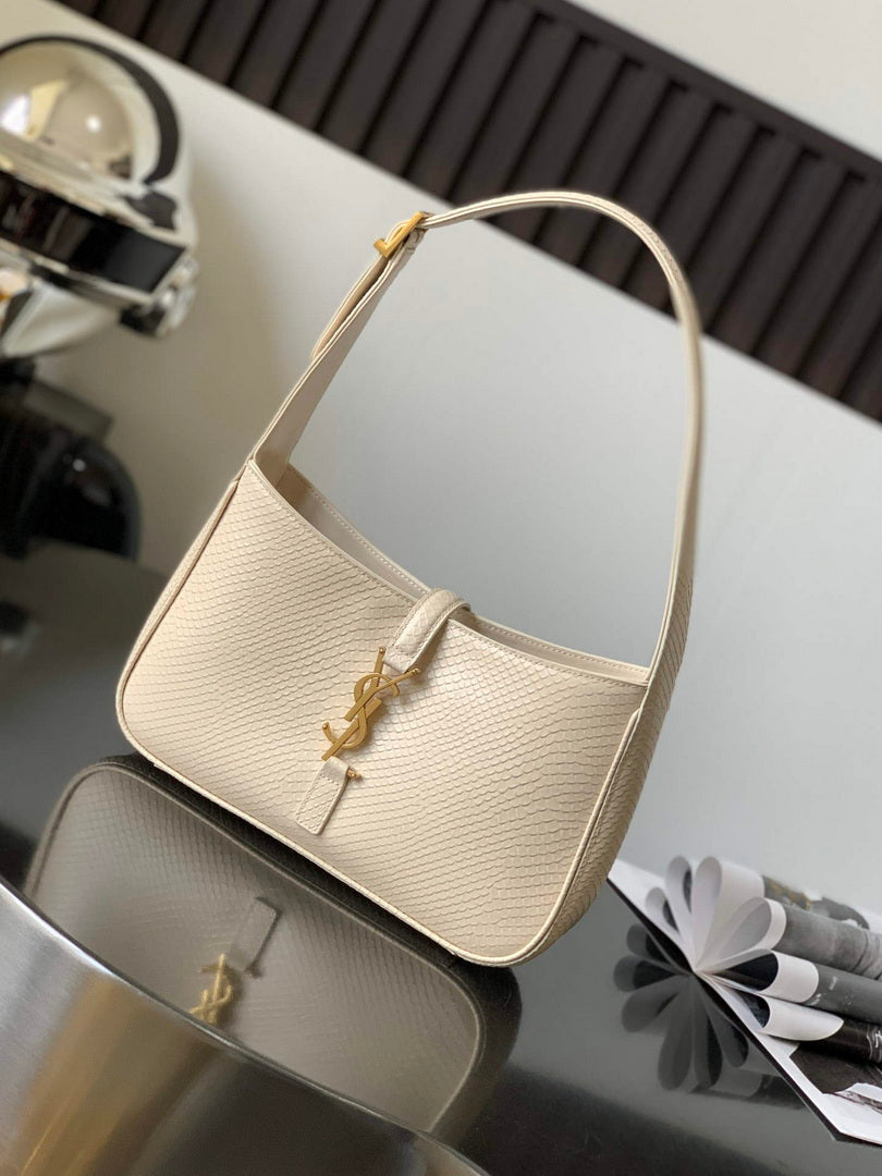 YSL LE5¨¤7 657228 Hobo Bag Python Leather light apricot