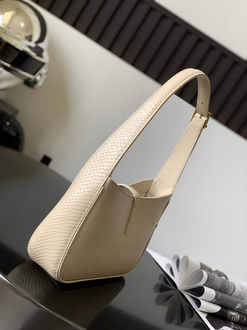 YSL LE5¨¤7 657228 Hobo Bag Python Leather light apricot