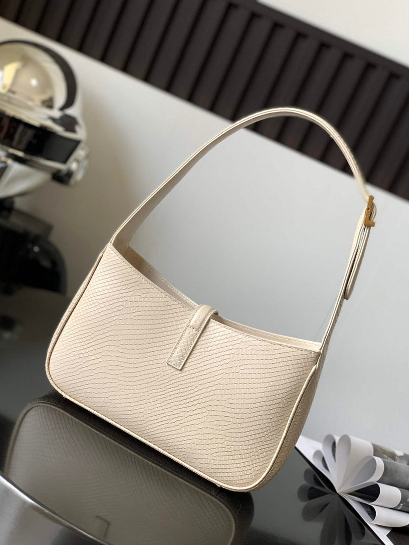 YSL LE5¨¤7 657228 Hobo Bag Python Leather light apricot