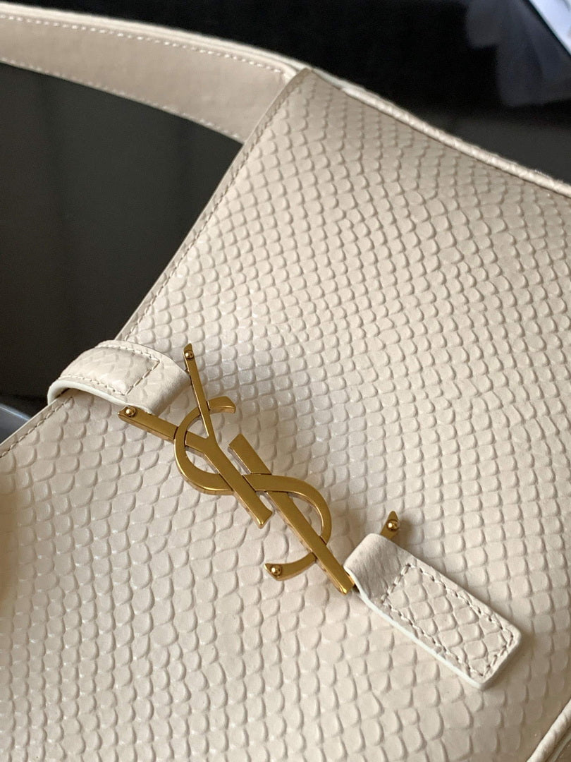 YSL LE5¨¤7 657228 Hobo Bag Python Leather light apricot