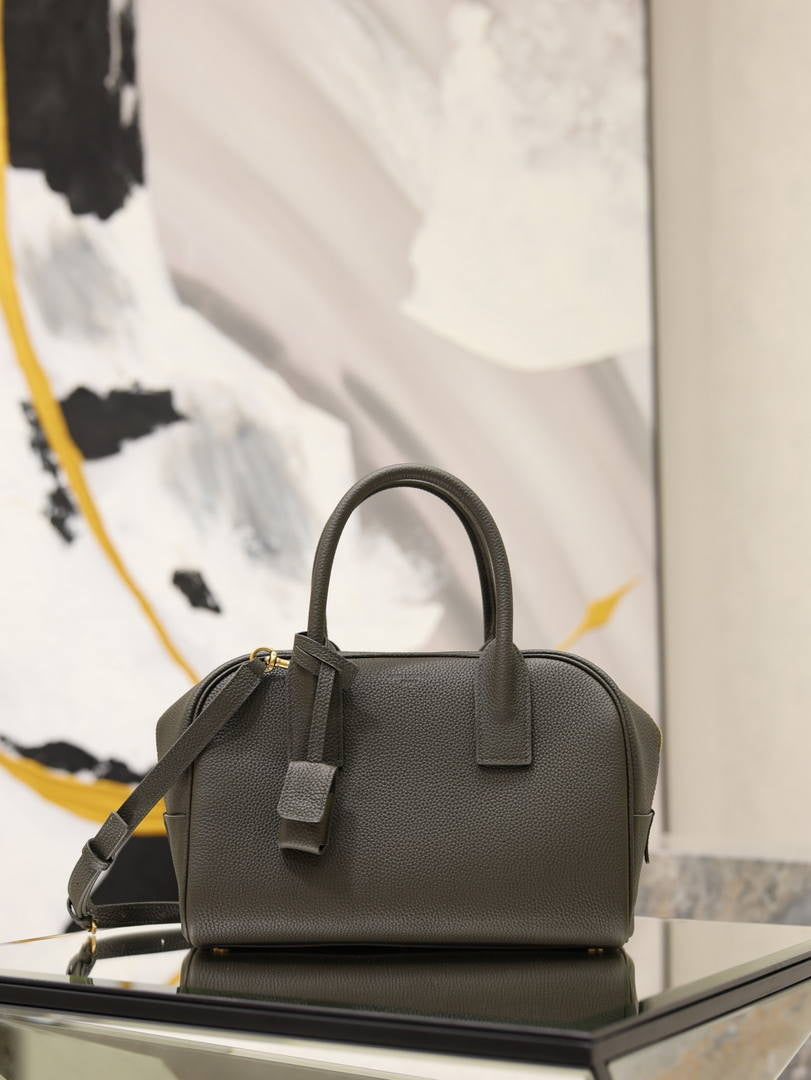 Saint Laurent YSL SAC DE JOUR bostonin grained leather 851694 Dark Green