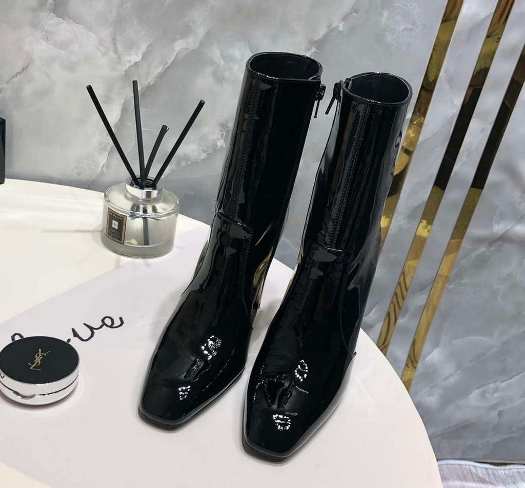 YSL Women's Boots Designer Saint Laurent High Shoes patent leather Y67210