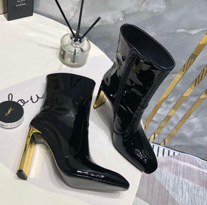 YSL Women's Boots Designer Saint Laurent High Shoes patent leather Y67210 - US 4=Euro 35 - View 1