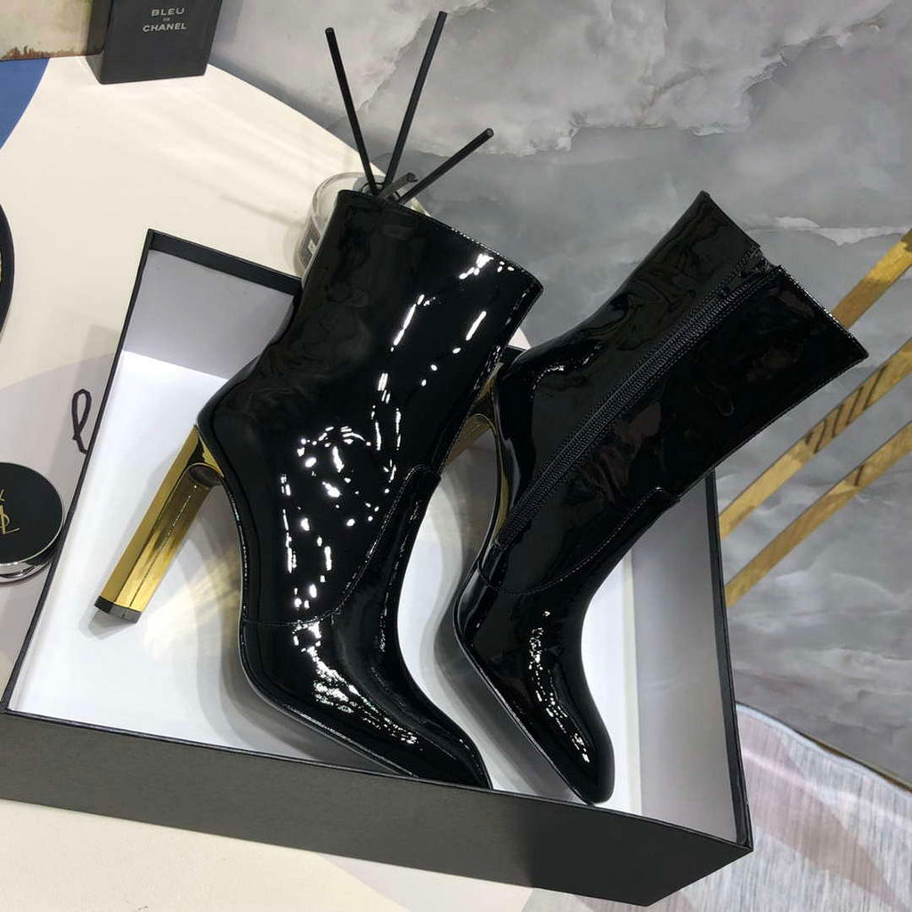 YSL Women's Boots Designer Saint Laurent High Shoes patent leather Y67210