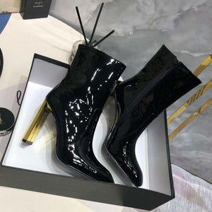 YSL Women's Boots Designer Saint Laurent High Shoes patent leather Y67210 - US 4=Euro 35 - View 9