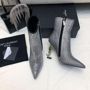 YSL Women's Boots Designer Saint Laurent High Shoes Y67230 - US 4=Euro 35 - View 1
