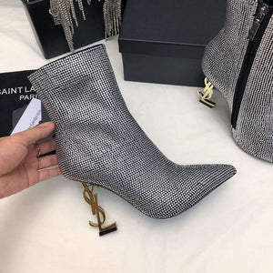 YSL Women's Boots Designer Saint Laurent High Shoes Y67230 - US 4=Euro 35 - View 7