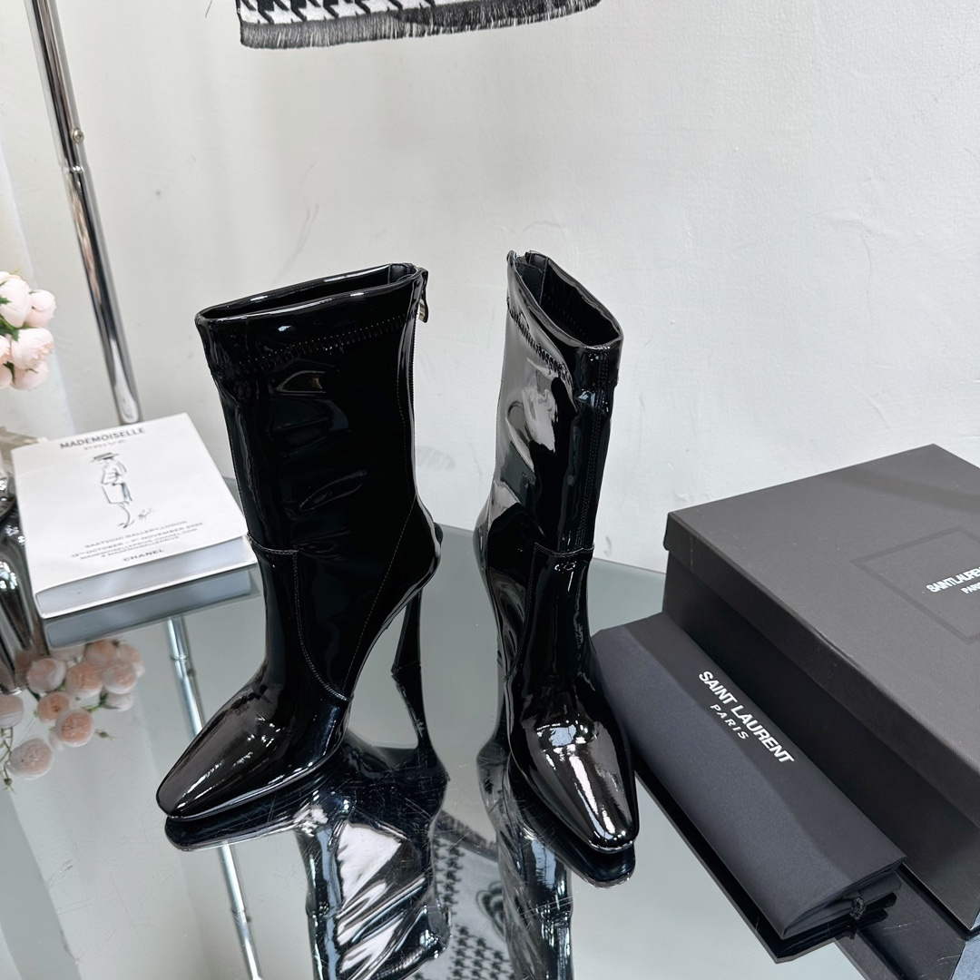 YSL Women's Boots Designer Saint Laurent High Shoes Y67234 - US 4=Euro 35 - View 1