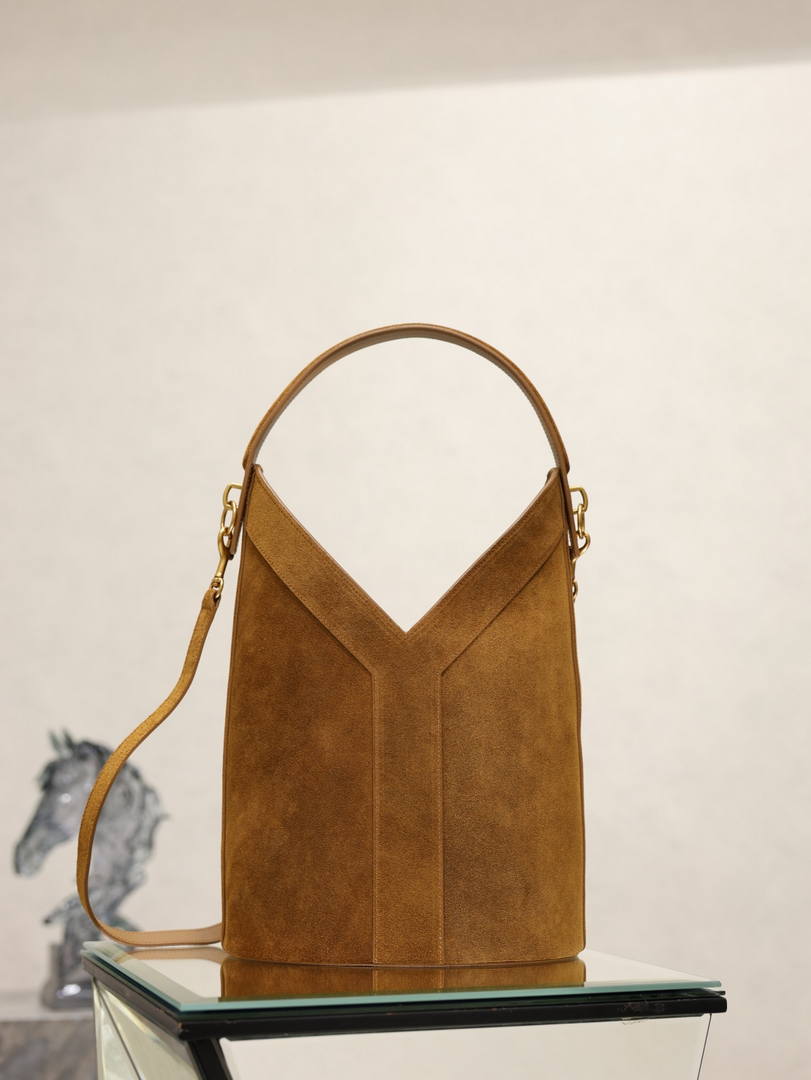 YSLY MINI TOTE IN LEATHER 840491 Suede Brown