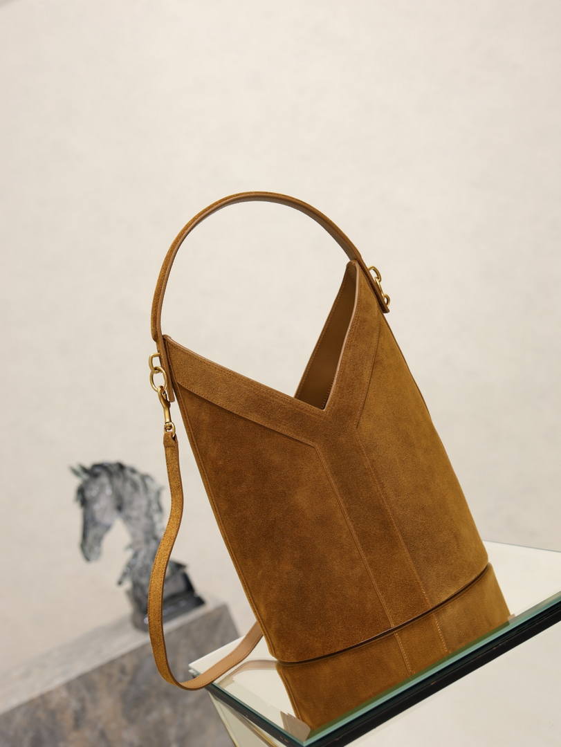 YSLY MINI TOTE IN LEATHER 840491 Suede Brown