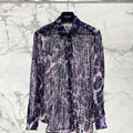 Yves Saint Laurent Jacquard Purple Millet Flower Shirt Y60001 - S - View 1