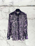 Yves Saint Laurent Jacquard Purple Millet Flower Shirt Y60001