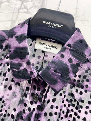 Yves Saint Laurent Jacquard Purple Millet Flower Shirt Y60001 - S - View 2